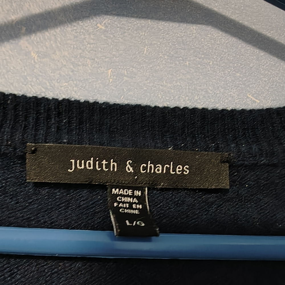 Judith & Charles 100% Cashmere Navy Blue V-Neck Sweater L - Picture 5 of 6